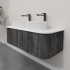Kiama 1200mm Dark Grey 2 Drawers Curved Wall Hung Fluted Bathroom Vanity