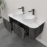 Kiama 1200mm Dark Grey 2 Drawers Curved Wall Hung Fluted Bathroom Vanity