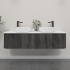 Kiama 1500mm Dark Grey 2 Drawers Curved Wall Hung Fluted Bathroom Vanity