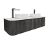 Kiama 1500mm Dark Grey 2 Drawers Curved Wall Hung Fluted Bathroom Vanity