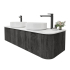 Kiama 1500mm Dark Grey 2 Drawers Curved Wall Hung Fluted Bathroom Vanity