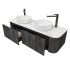 Kiama 1500mm Dark Grey 2 Drawers Curved Wall Hung Fluted Bathroom Vanity