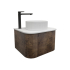 Kiama 600mm Dark Oak 1 Door Curved Wall Hung Fluted Bathroom Vanity