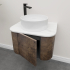 Kiama 600mm Dark Oak 1 Door Curved Wall Hung Fluted Bathroom Vanity