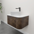 Kiama 750mm Dark Oak 1 Drawer Curved Wall Hung Fluted Bathroom Vanity