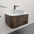 Kiama 750mm Dark Oak 1 Drawer Curved Wall Hung Fluted Bathroom Vanity