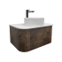 Kiama 750mm Dark Oak 1 Drawer Curved Wall Hung Fluted Bathroom Vanity