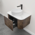 Kiama 750mm Dark Oak 1 Drawer Curved Wall Hung Fluted Bathroom Vanity