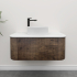 Kiama 950mm Dark Oak 1 Drawer Curved Wall Hung Fluted Bathroom Vanity