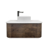 Kiama 950mm Dark Oak 1 Drawer Curved Wall Hung Fluted Bathroom Vanity