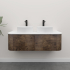 Kiama 1200mm Dark Oak 2 Drawers Curved Wall Hung Fluted Bathroom Vanity