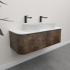 Kiama 1200mm Dark Oak 2 Drawers Curved Wall Hung Fluted Bathroom Vanity