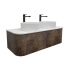 Kiama 1200mm Dark Oak 2 Drawers Curved Wall Hung Fluted Bathroom Vanity