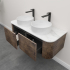 Kiama 1200mm Dark Oak 2 Drawers Curved Wall Hung Fluted Bathroom Vanity