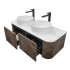 Kiama 1200mm Dark Oak 2 Drawers Curved Wall Hung Fluted Bathroom Vanity