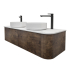Kiama 1500mm Dark Oak 2 Drawers Curved Wall Hung Fluted Bathroom Vanity