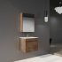 600mm Narrow Dark Oak MDF Bathroom Vanity 2 Doors Wall Hung Cabinet Only