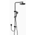 Cora Round Multi-function Shower Set Two Hoses Matte Black,200mm Plastic Shower Head