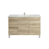 1200mm White Oak Free Standing MDF Bathroom Vanity Left Drawers Cabinet Only