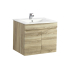 600mm Narrow White Oak MDF Bathroom Vanity 2 Doors Wall Hung Cabinet Only