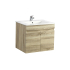 600mm White Oak MDF Bathroom Vanity 2 Doors Wall Hung Cabinet Only