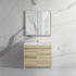 750mm Narrow White Oak MDF Bathroom Vanity Left Drawers Free Standing Cabinet Only