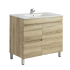750mm Narrow White Oak MDF Bathroom Vanity Left Drawers Free Standing Cabinet Only