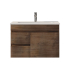 750mm Narrow Dark Oak MDF Bathroom Vanity Left Drawers Wall Hung Cabinet Only