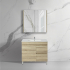 750mm Narrow White Oak MDF Bathroom Vanity Right Drawers Free Standing Cabinet Only