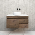 900mm Dark Oak MDF Wall Hung Bathroom Floating Vanity Right Drawers Cabinet Only