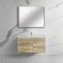 900mm White Oak MDF Bathroom Vanity Right Drawers Wall Hung Cabinet Only