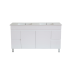 1500*450*710mm Freestangding Gloss White PVC Vanity With Double Ceramic Top  Cabinet Only