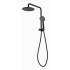 Rund Brass Matte Black 3 Spray Function Hand Shower And Overhead Rain Shower Half Rail
