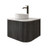 Kiama 600mm Dark Grey 1 Door Curved Wall Hung Fluted Bathroom Vanity