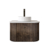 Kiama 600mm Dark Oak 1 Door Curved Wall Hung Fluted Bathroom Vanity