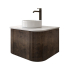 Kiama 600mm Dark Oak 1 Door Curved Wall Hung Fluted Bathroom Vanity