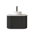 Kiama 600mm Matte Black 1 Door Curved Wall Hung Fluted Bathroom Vanity