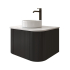 Kiama 600mm Matte Black 1 Door Curved Wall Hung Fluted Bathroom Vanity