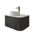 Kiama 750mm Dark Grey 1 Drawer Curved Wall Hung Fluted Bathroom Vanity