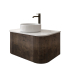 Kiama 750mm Dark Oak 1 Drawer Curved Wall Hung Fluted Bathroom Vanity