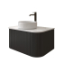 Kiama 750mm Matte Black 1 Drawer Curved Wall Hung Fluted Bathroom Vanity