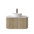 Kiama 750mm White Oak 1 Drawer Curved Wall Hung Fluted Bathroom Vanity