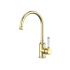 Clasico Gooseneck Sink Mixer Ceramic handle in Brushed Gold