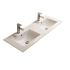 1210*465*180 Gloss White Crete Fine Ceramic Counter Top Tap Hole Double Bowl Overflow 32mm Waste