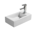 457*255*120mm Gloss White Crete Fine Ceramic Wall Hung Mini Basin Left Tap Hole No Overflow 32mm Waste