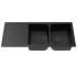 Size:1160*500*225mm Bowl: 339*418*208mm Matte Black Crete Granite Sink Double Bowl with Drainer