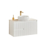 890x455x480mm Matte White Crete Modern Fluted Wall Hung Vanity PVC Cabinet Left Hand Drawers