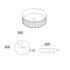 360*360*115 Gloss White Olley Fine Ceramic Fluted Art Basin No Overflow 32mm Waste