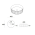 400*400*125mm Matte White Olley Fine Ceramic Fluted Art Basin No Overflow 32mm Waste