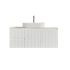 1190X455X480mm Matte White Crete Modern Fluted Wall Hung Vanity PVC Cabinet Left Hand Drawers